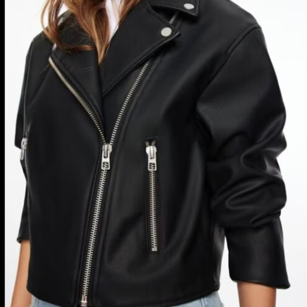 Dynamite Oversized Leather Jacket - Black